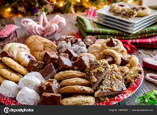 Assorted holiday cookies on a tray